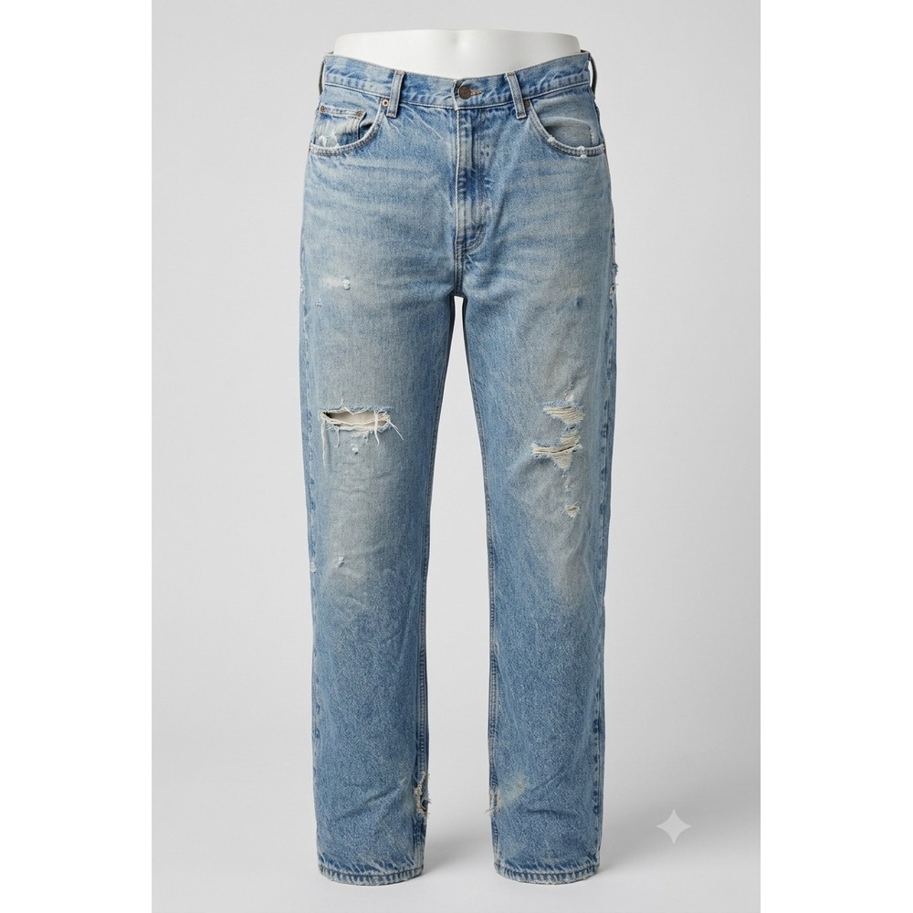 Carhartt B172DST Men's Blue Lined Distressed Demin Jeans Pants. Size 36x34